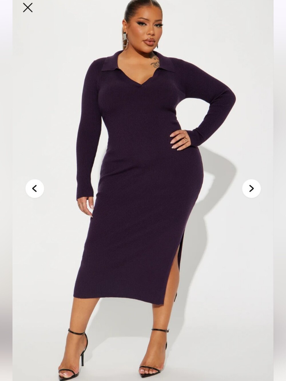 Fashion Nova Corporate Comfort Sweater Midi Dress - Purple 1X (NWOT)
